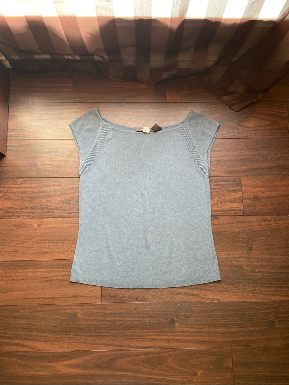 Liz Claiborne Blue Gray Cotton Blend Sleek Top XL